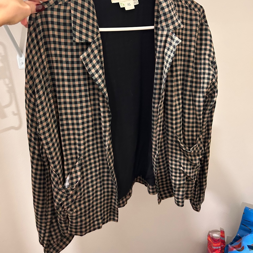 Saltwater LUXE Checkered Blazer in Black and Tan